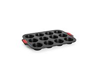 Woll Bakeware muffinvorm voor 12 stuks, met hittebestendige siliconen handgrepen tot 230 °C, PFAS-vrij, tweelaagse antiaanbaklaag, gealuminiseerd staal, zwart