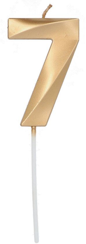 Folat - Kaars cijfer 7 glamour goud metallic 7 cm