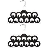 5Five Porte-vêtements - 2x - 11 crochets de suspension - plastique - pour ceintures et cravates - porte-ceintures