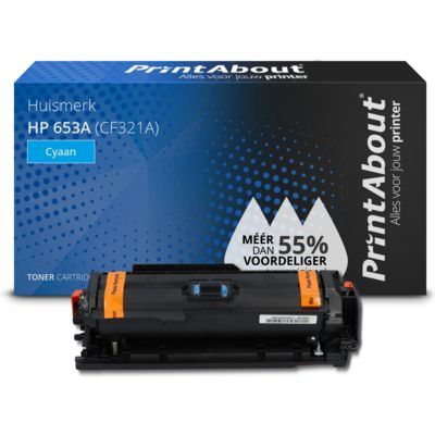 PrintAbout Huismerk HP 653A (CF321A) Cyaan Toner | Compatibel