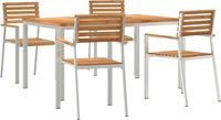 vidaXL Tuinset - 5-delig - Massief Teakhout en RVS