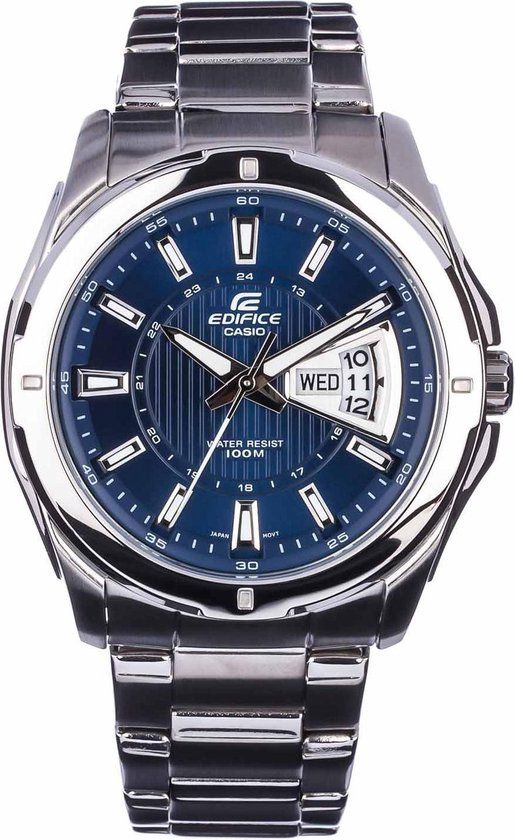 Casio Edifice Classic EF-129D-2AVEF Herenhorloge - Zilverkleurig - Blauwe Wijzerplaat - Stalen Band