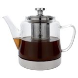 Café Olé Theepot, theepot en bodem van roestvrij staal, roestbestendig, vaatwasmachinebestendig, 1 l