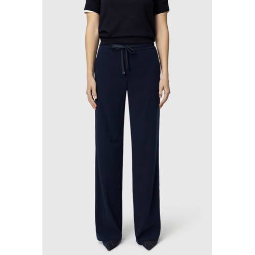 MAC wide leg regular waist broek donkerblauw