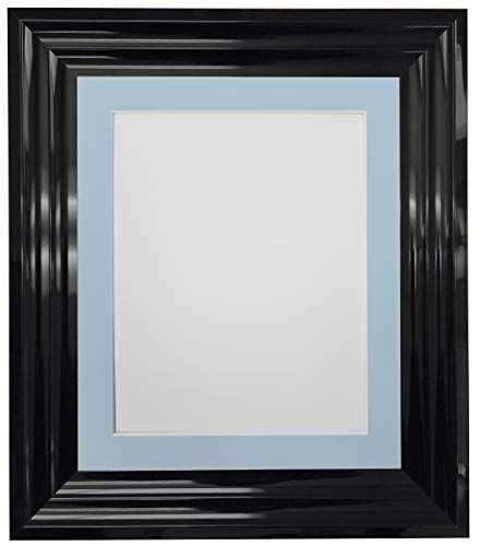 FRAMES BY POST Firenza Hoogglans Zwart Fotolijst Plastic Glas met Blauwe Mount 16\"x12\" voor Beeldgrootte 12\"x8\"