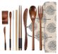 Set réutilisable de couverts en bois, comprenant 9 pièces, pour une utilisation durable