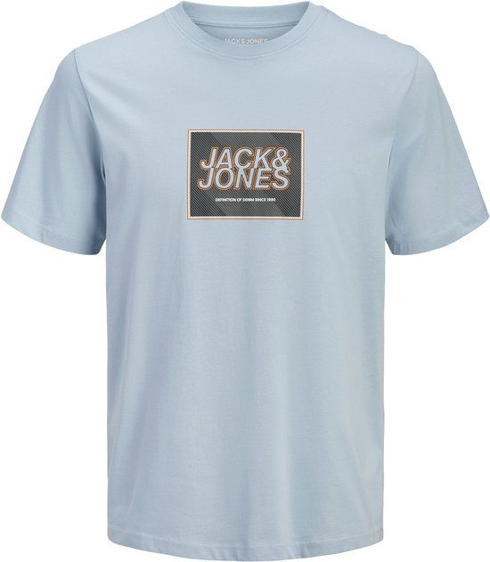 JACK&JONES JJRAIN TEE SS CREW NECK JNR Jongens T-shirt Maat 128 Katoen Lichtblauw