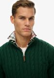 Superdry & Co Superdry Preppy Cable Half-Zip Trui Slanke Pasvorm Heren Katoen Forest Green S