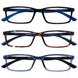 OPULIZE See 3 Stuks Blauw Licht Blokkeert Leesbril Zwart Bruin Blauw Computer Ontspiegeld Mannen Vrouwen BBB9-123 +3,00