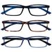 OPULIZE See 3 Stuks Blauw Licht Blokkeert Leesbril Zwart Bruin Blauw Computer Ontspiegeld Mannen Vrouwen BBB9-123 +3,00