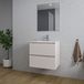 Saniclass Chaci Badkamermeubelset - 60x46x55cm - keramische wastafel wit - 1 ovale wasbak - 1 kraangat - 2 lades - rechthoekige spiegel - mat cotton (beige)