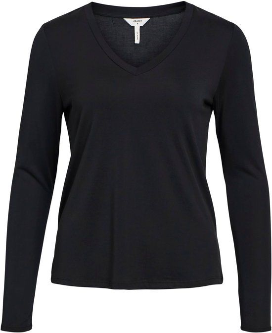 Object Object Objannie Re L/S V-hals Top Noos T-shirt met lange mouwen voor dames, zwart, M