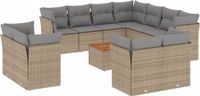 vidaXL 12-delige Loungeset met Kussens Poly Rattan Gemengd Beige