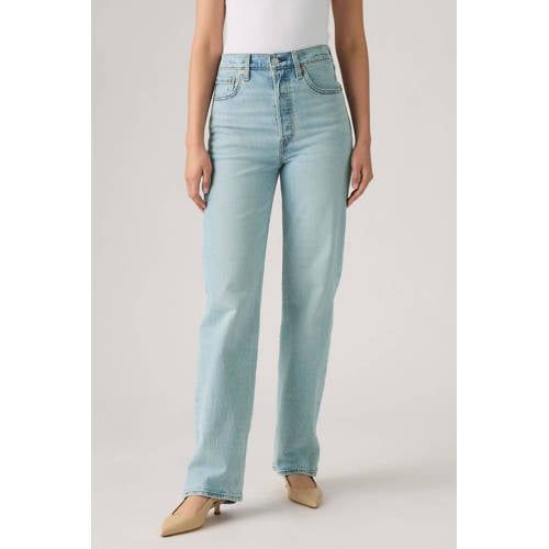 Levi's Ribcage light blue denim high waist straight leg jeans