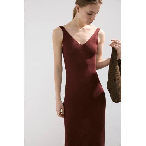 Mango Dark Red Midi Dress