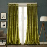 Roslynwood Fluwelen gordijnen 2 panelen set, blok licht thermisch geïsoleerd velours staaf pocket gordijnen voor slaapkamer en woonkamer (132 x 160 cm, olijfgroen)