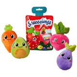 Squeezlings, 12 pluche figuren om te verzamelen, er wordt slechts één artikel geleverd, Groenten en fruit gemaakt van pluche, super zacht, schattige gezichten, ca. 8 cm, vanaf 3 jaar