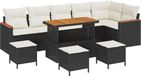 vidaXL Tuinbank Set 10-delig Zwart Poly Rattan
