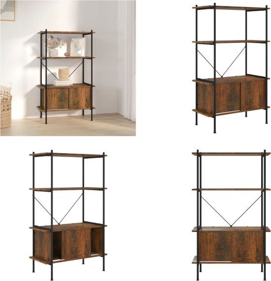 vidaXL Opbergrek 4-laags met kast 80x40x130 cm staal en bewerkt hout