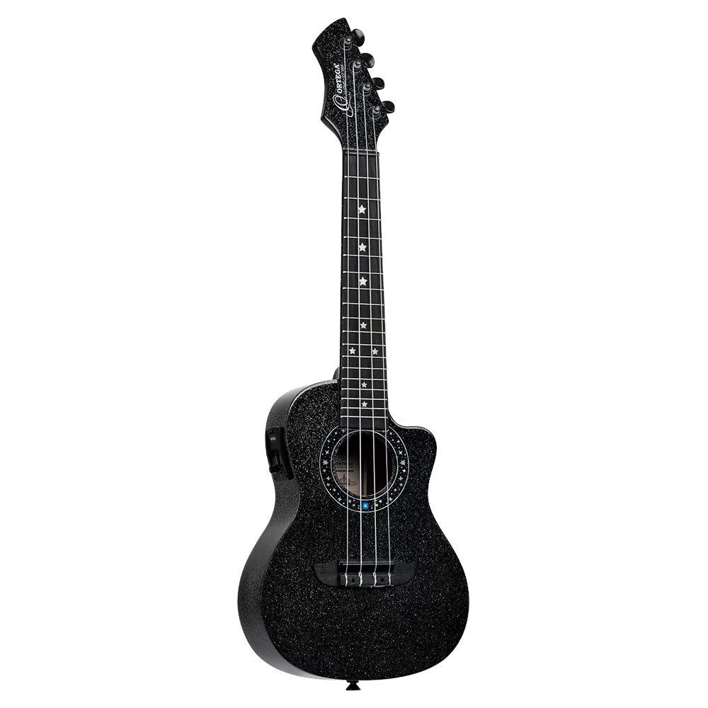 Ortega RUHZ-CE-STAR Horizon Series Concert Ukulele - Black Sparkle - E/A - Gigbag