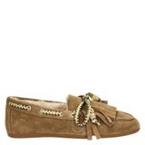 Nelson suède mocassins met franjes - taupe