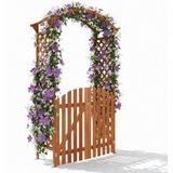 Mucola Rosenbogen mit Tür Spalier Rankgitter Torbogen Rankhilfe Rankgestell pièce, 1 pièce, arche de roses, charnières en acier inoxydable