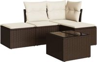vidaXL 5-delige Loungeset met kussens, polyrattan, bruin