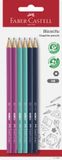 Faber-Castell Grafietpotloden 1111 - HB - 6 stuks op blister - Assorti Kleuren