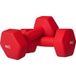 Lot de 2 haltères hexagonales avec poignée antidérapante pour l'entraînement à la maison, 2 x 4 kg, rouge