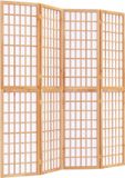 vidaXL Kamerscherm inklapbaar 4 panelen Japanse stijl 160x170 cm Hout Naturel