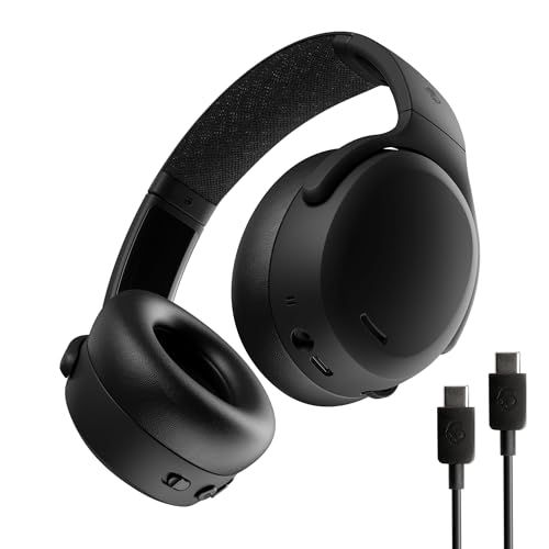 Skullcandy Crusher ANC 2 Draadloze over-ear koptelefoon met ruisonderdrukking, Sensory Bass, 50 uur accuduur, Skull-iQ, microfoon, Alexa en Bluetooth – Zwart