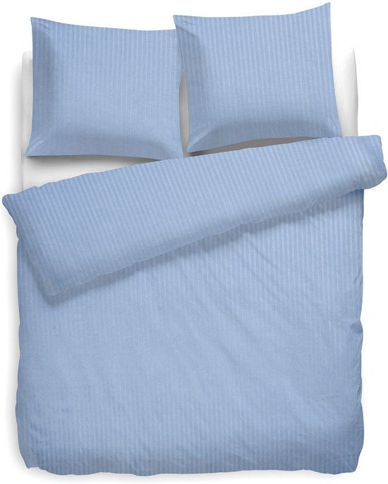 Heckett & Lane Uni Stripe Dekbedovertrek Lits-Jumeaux Katoen 260 x 200/220 cm Artic Ice