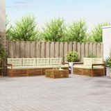 vidaXL Acacia Hout Bank Loungeset Natuurlijk en Crème
