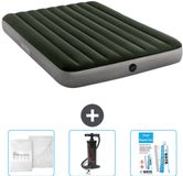 Intex Luchtbed - 2-Persoons - 152 x 203 x 25 cm - Groen - Inclusief Hoeslaken - Pomp en Reparatieset