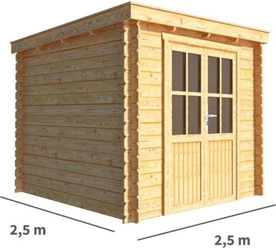 Merkloos Tuinhuisje Blokhut Els 250 cm bij 250 cm diep Lessenaarsdak bruin