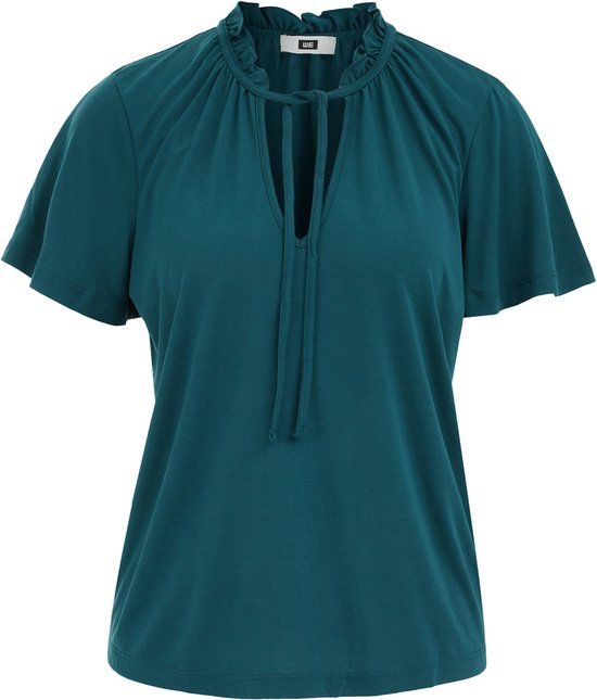 WE Fashion Dames T-shirt met ruches Sea green