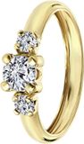 Lucardi Dames Ring met 3 zirkonia stenen - Ring - Cadeau - 14 Karaat Goud - Geelgoud
