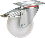 Dorner + Helmer zwenkwiel met rem, polypropyleen, wit, 80x30mm