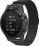 By Qubix - Milanese bandje - Zwart - Large - Geschikt voor Garmin Fenix 7X / 6X / 5X