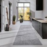 Elle Decor ation Chappe Hoogpolig tapijt, modern woonkamertapijt, shaggy, modern patroon, wollig, zacht, boho-tapijt voor woonkamer, slaapkamer, lichtgrijs, 80 x 240 cm