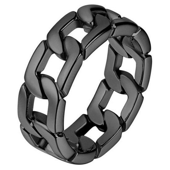 Mendes Steel Edelstaal heren ring Cuban Link Zwart-17mm