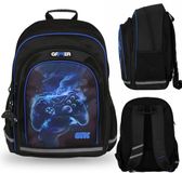 sarcia.eu Blauw-zwarte gewatteerde schoolrugzak voor jongen, met reflectoren, voor gamepad 40x29x20cm, 23 l