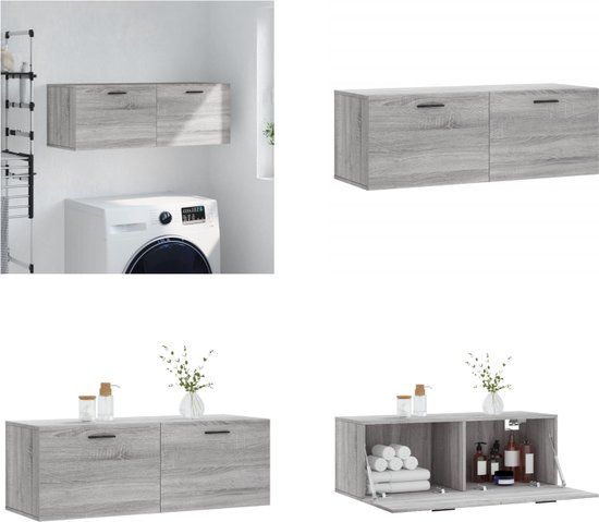 vidaXL Wandkast 100x36,5x35 cm bewerkt hout grijs sonoma eikenkleurig