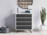 Commode TUVERA 4 tiroirs blanc/anthracite