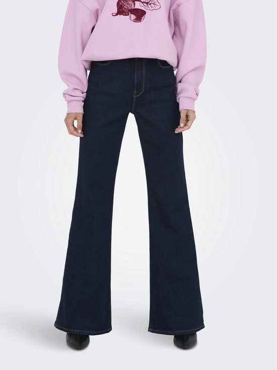 ONLY High Waist Flared Jeans Dark Blue Denim
