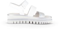 Gabor - Femme - Sandale plate - Cuir - Velcro - Argent/Blanc