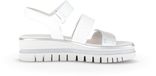 Gabor - Femme - Sandale plate - Cuir - Velcro - Argent/Blanc