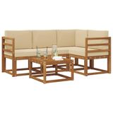 vidaXL - Buiten - bank - set - 5 - st - Natuurlijk - en - Beige