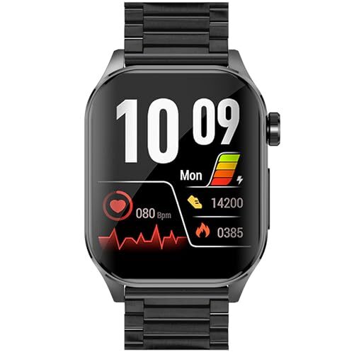 Knauermann Knauermann PRO 3 (2024) zwart - gezondheidshorloge smartwatch met telefoonfunctie - OSRAM sensoren - ECG + HRV-functie - BT Bluetooth - slaapapneu - bloeddruk - titanium band zwart, 14-24, zwart,
