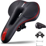 YOUNGDO Gel Fietszadel met Schokdemper en Ademend, Ergonomisch Fietszadel met Waterdichte Hoes en Nachtreflecterende Strepen, Racefiets/Mountainbike-Zadel voor Dames en Heren